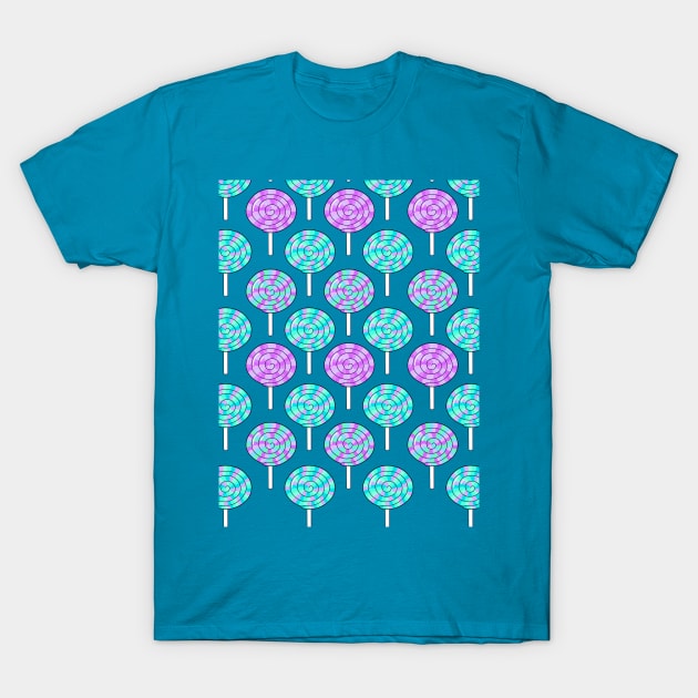 Pastel Lollipop Candy Pattern T-Shirt by Purrfect